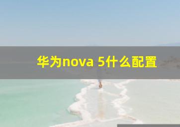 华为nova 5什么配置